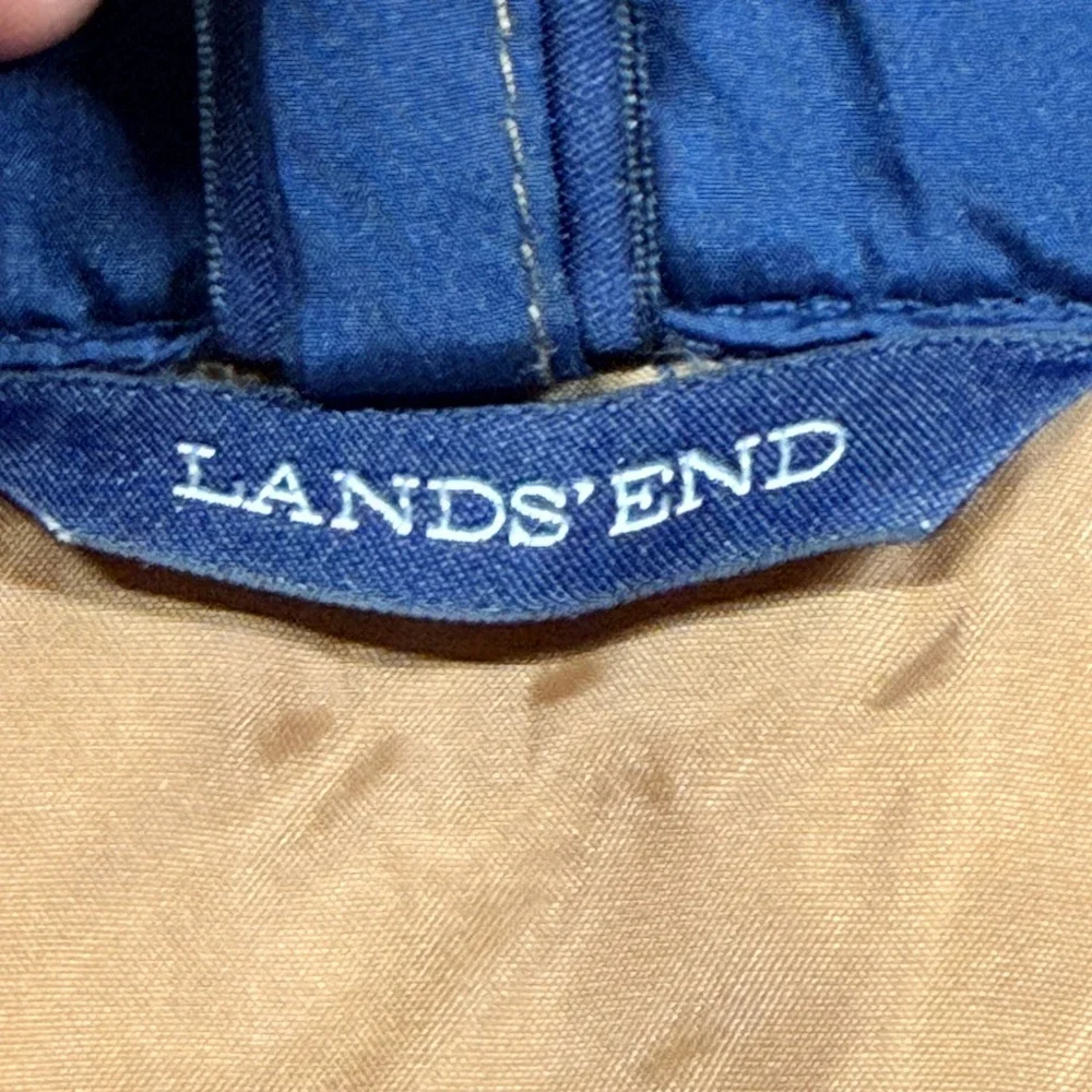 Lands End Mens Puffer Vest XL Navy Snap Closure Snap Pockets Outdoors Hiking
